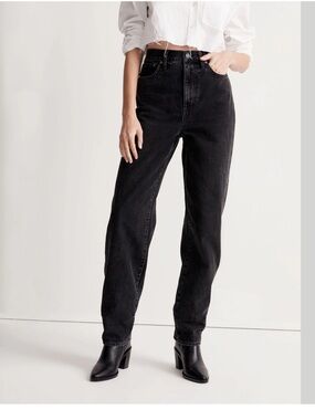 Madewell Baggy Straight Jeans Black Wash Pleated